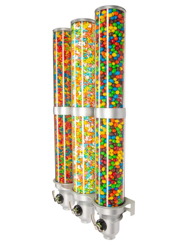 H30L-SI-FF Candy Dispenser_Triple Wall Mounted_Silver_IDM Dispenser